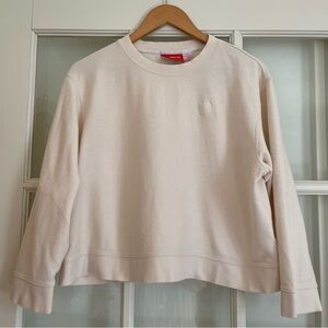 Liz Claiborne Liz & Co logo waffle texture long sleeve sweatshirt cream cropped